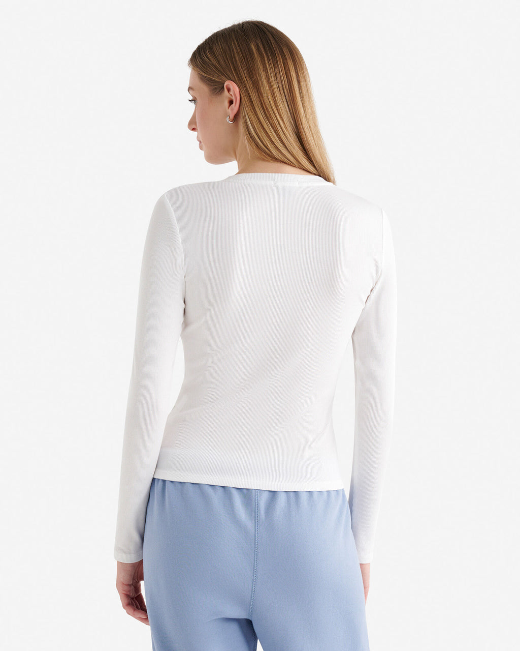 Roam Rib Fitted Long Sleeve Top / WHITE