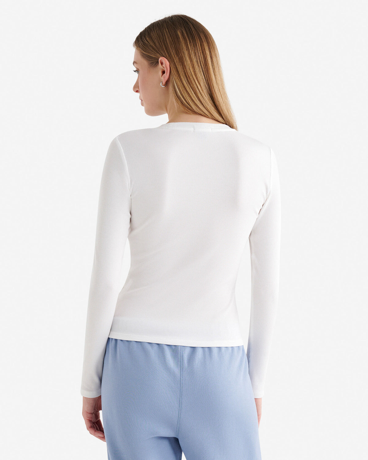 Roam Rib Fitted Long Sleeve Top / WHITE