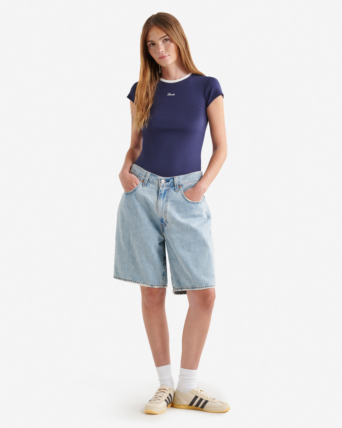 Rib Short Sleeve T-Shirt / INDIGO INK