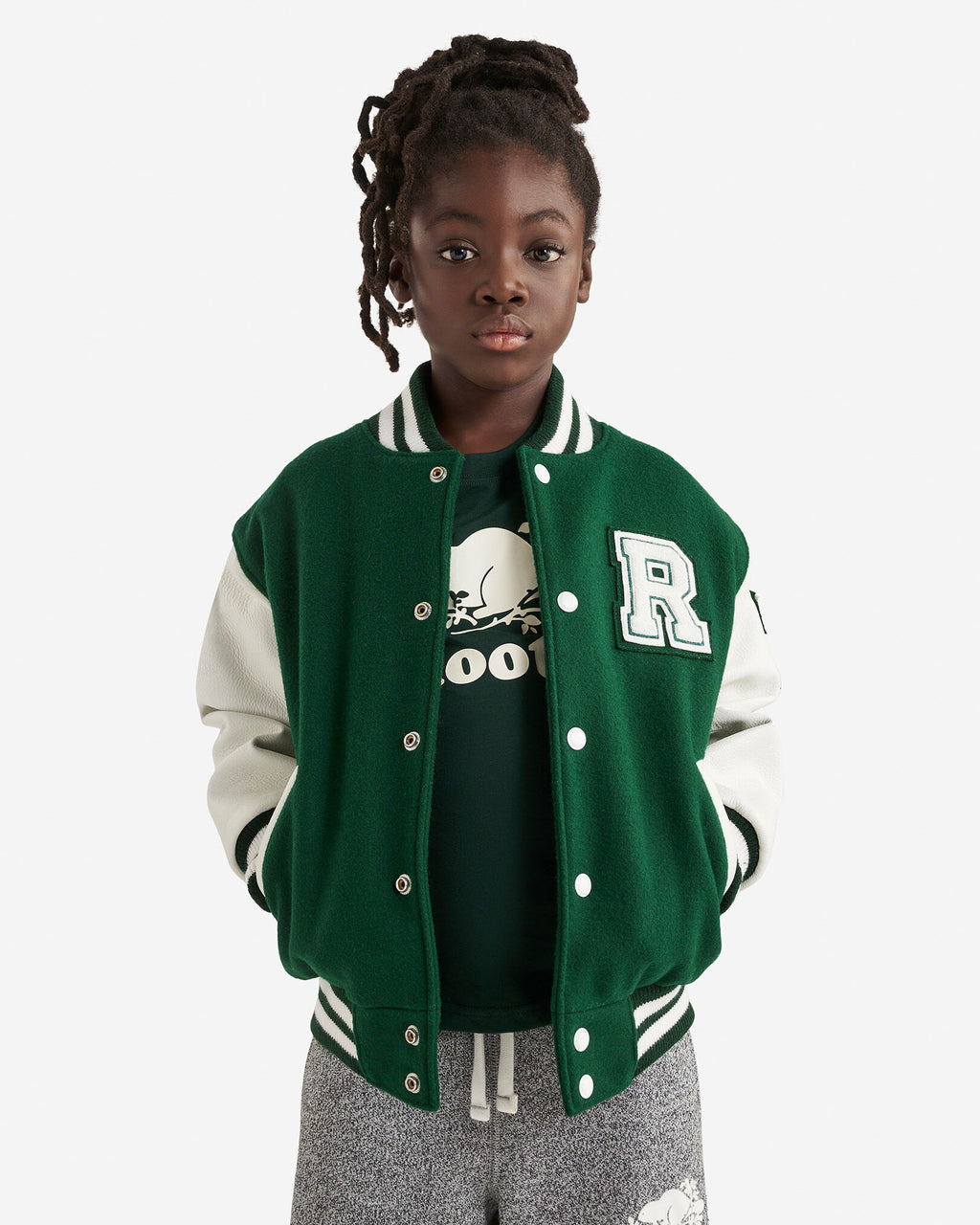 Kids Vintage Varsity Jacket 2.0 / PARK GREEN