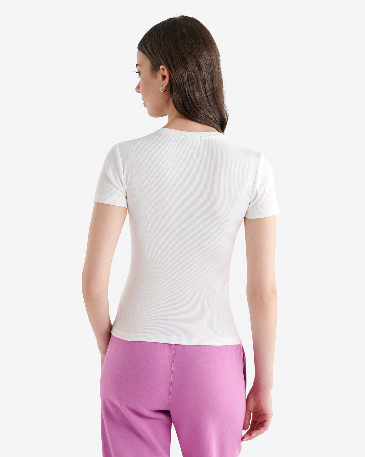 Roam Rib Fitted Short Sleeve Top / WHITE
