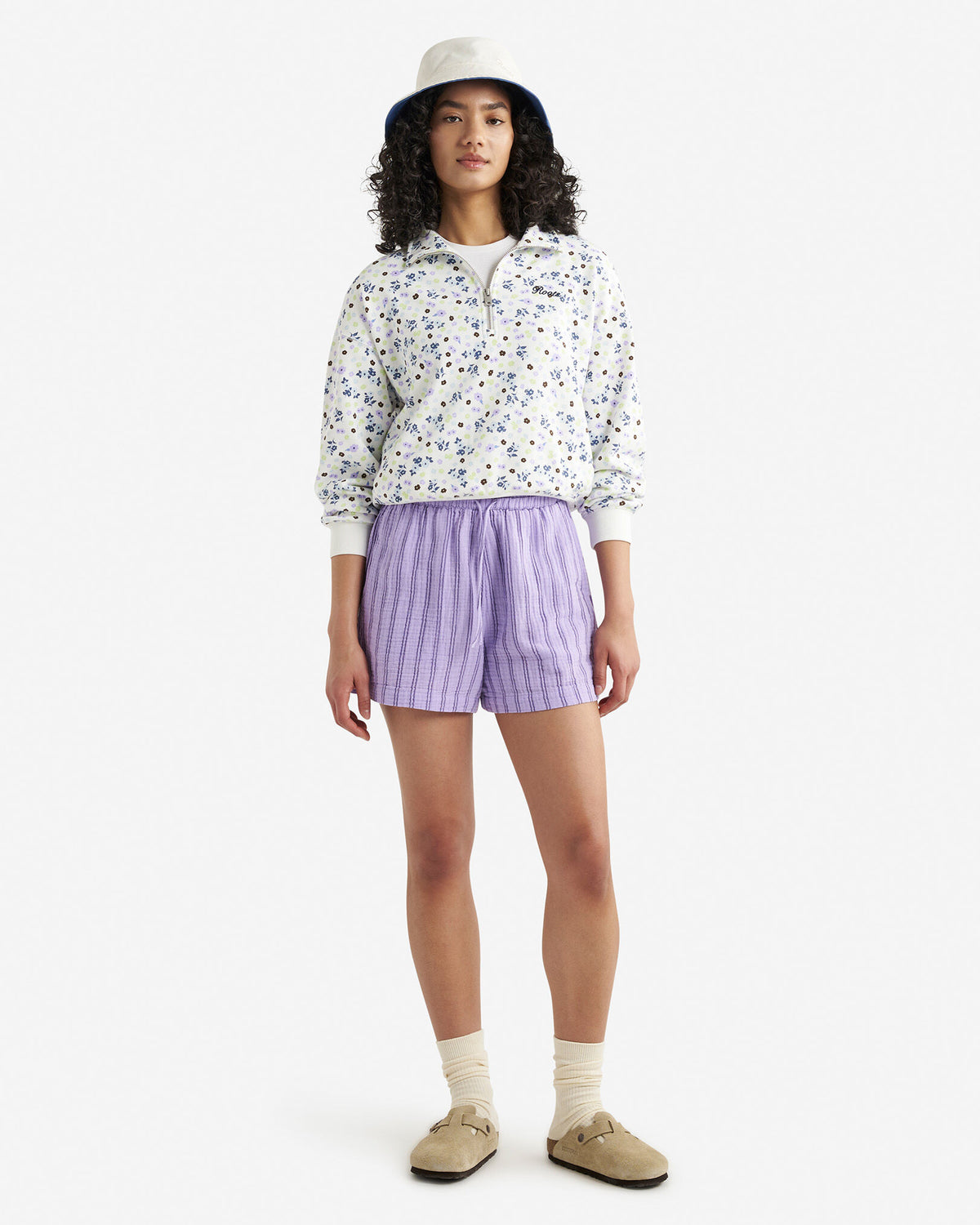 Floral Quarter Zip / EGRET