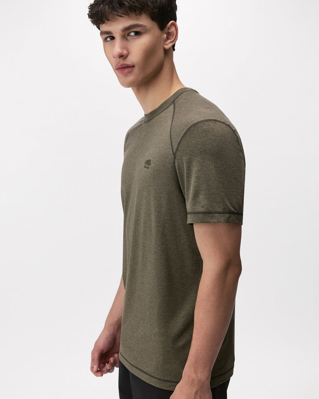 Renew Knit Short Sleeve Top / SMOKEY OLIVE PEPPER