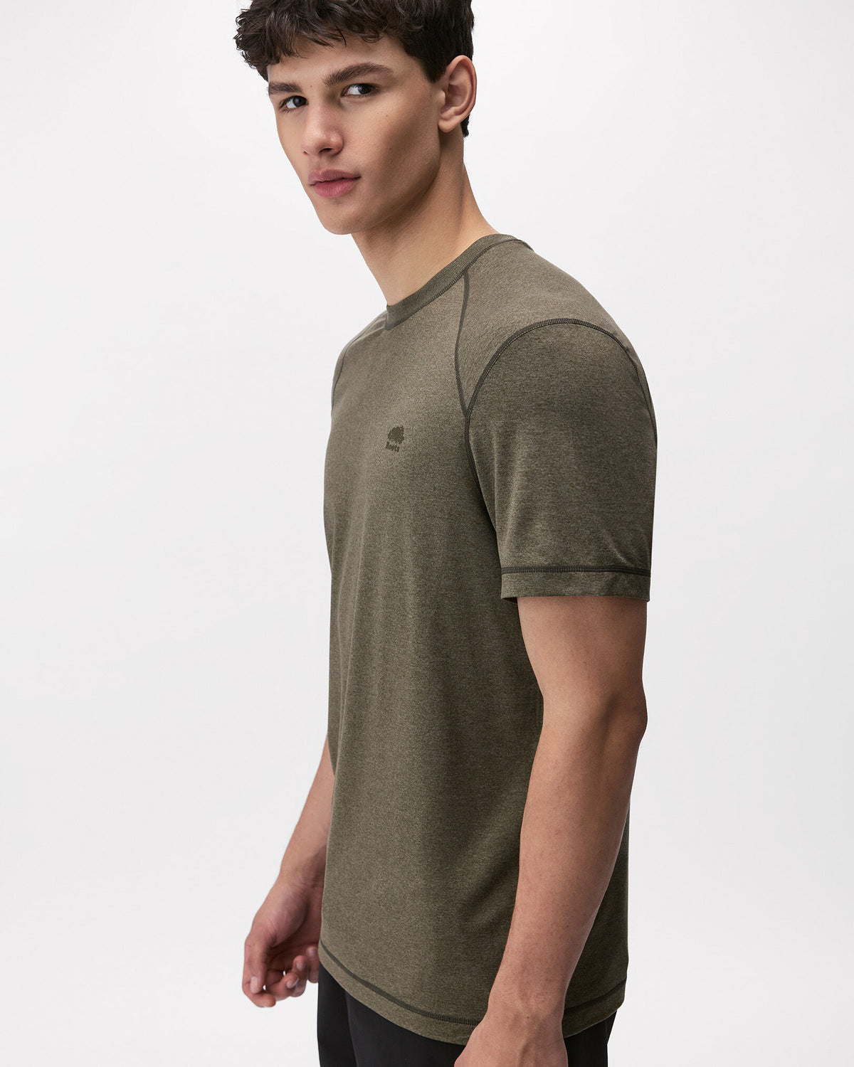 Renew Knit Short Sleeve Top / SMOKEY OLIVE PEPPER