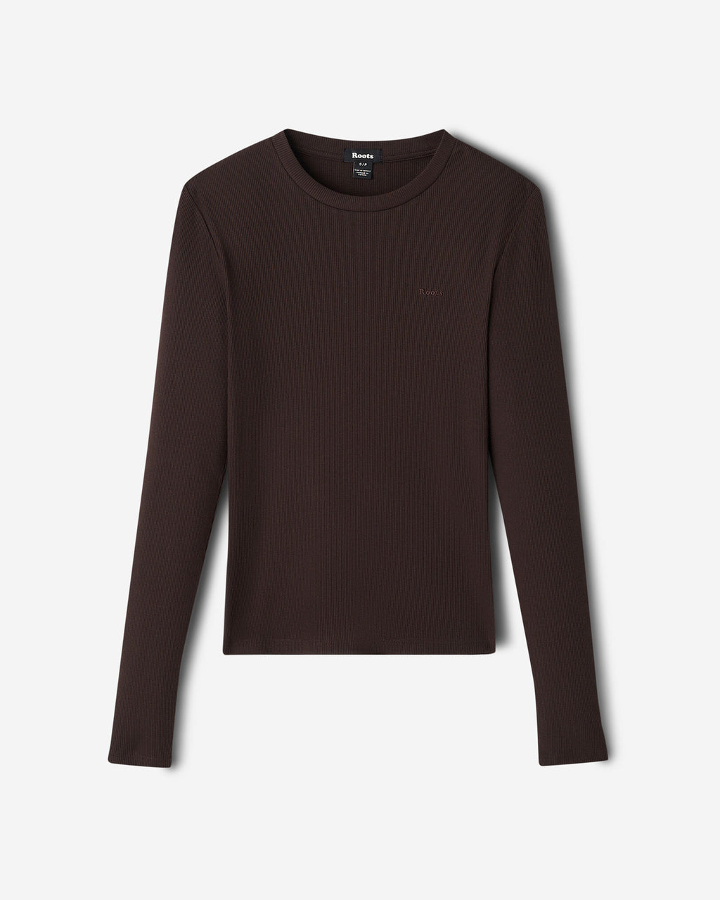 Roam Rib Fitted Long Sleeve Top / BLACK COFFEE