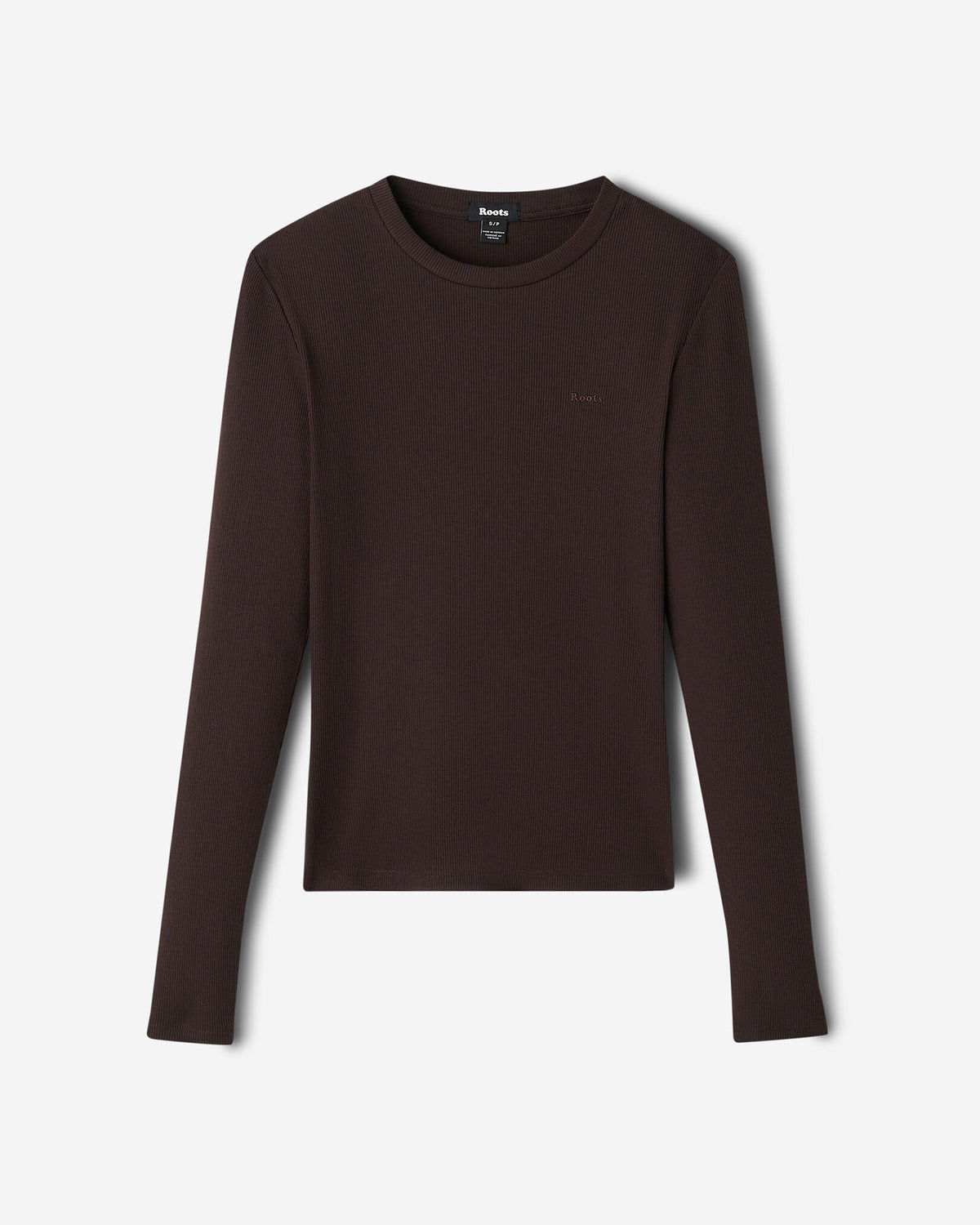 Roam Rib Fitted Long Sleeve Top / BLACK COFFEE
