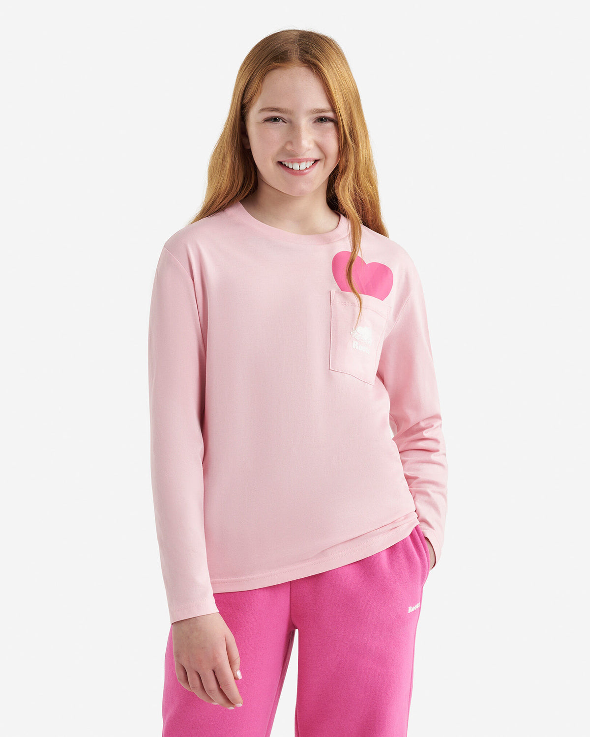 Kids Heart Pocket T-Shirt / PINK DEW