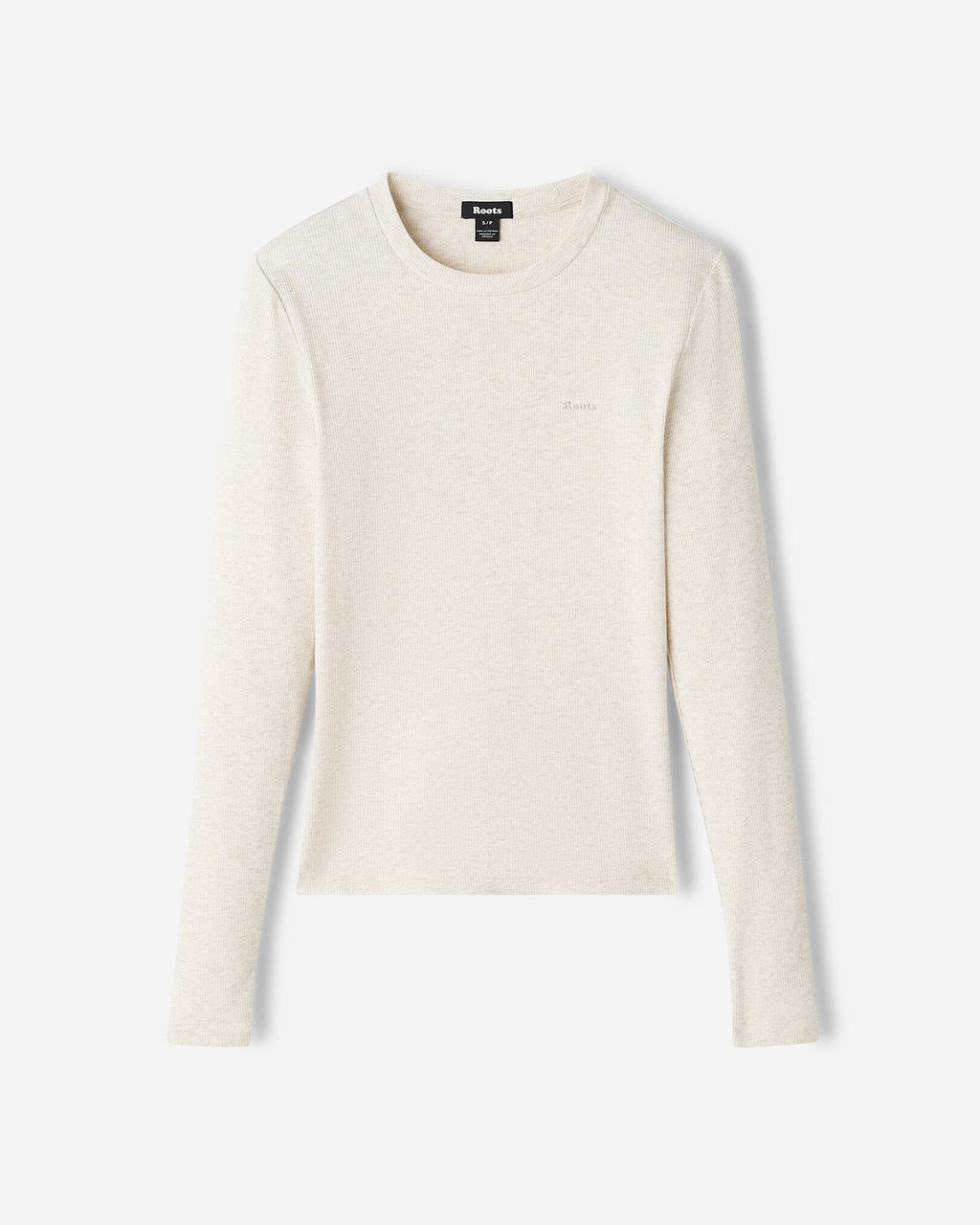 Roam Rib Fitted Long Sleeve Top / OATMEAL MIX