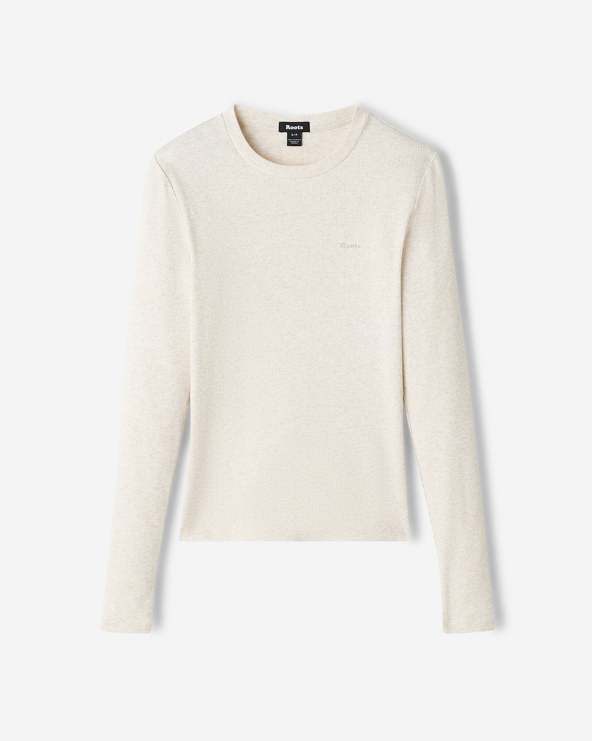 Roam Rib Fitted Long Sleeve Top / OATMEAL MIX