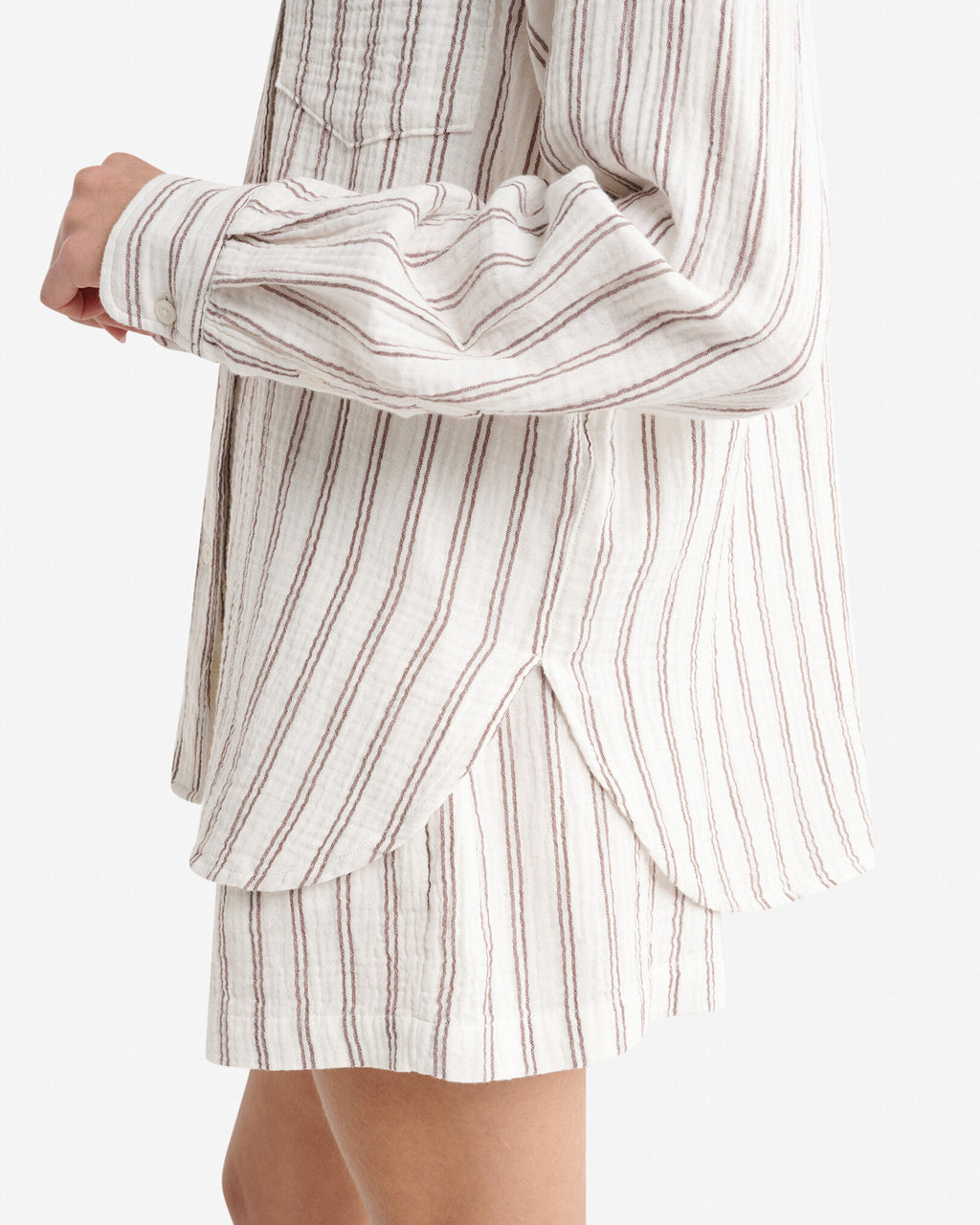 Isla Cotton Gauze Shirt / EGRET STRIPE