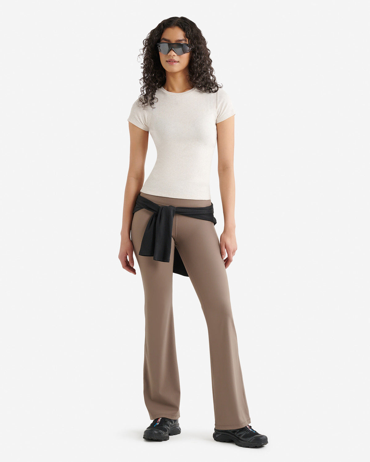 Roam Rib Fitted Short Sleeve Top / OATMEAL MIX