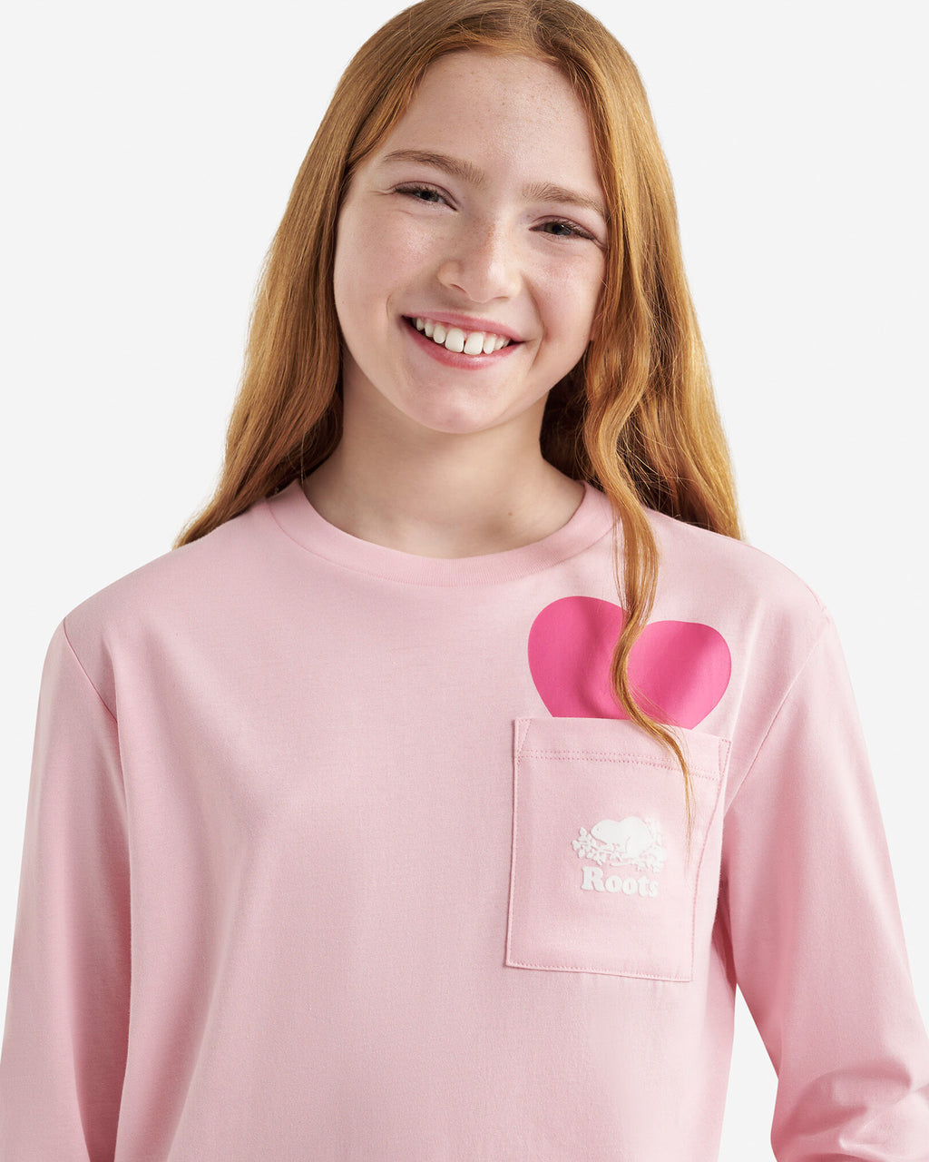 Kids Heart Pocket T-Shirt / PINK DEW