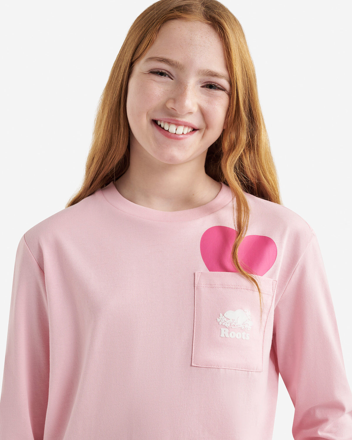 Kids Heart Pocket T-Shirt / PINK DEW