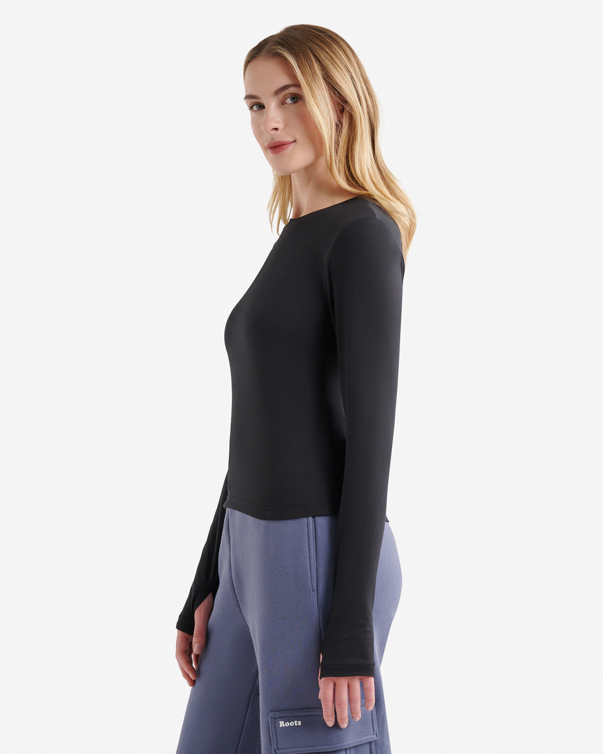 Renew Knit Long Sleeve Top / BLACK