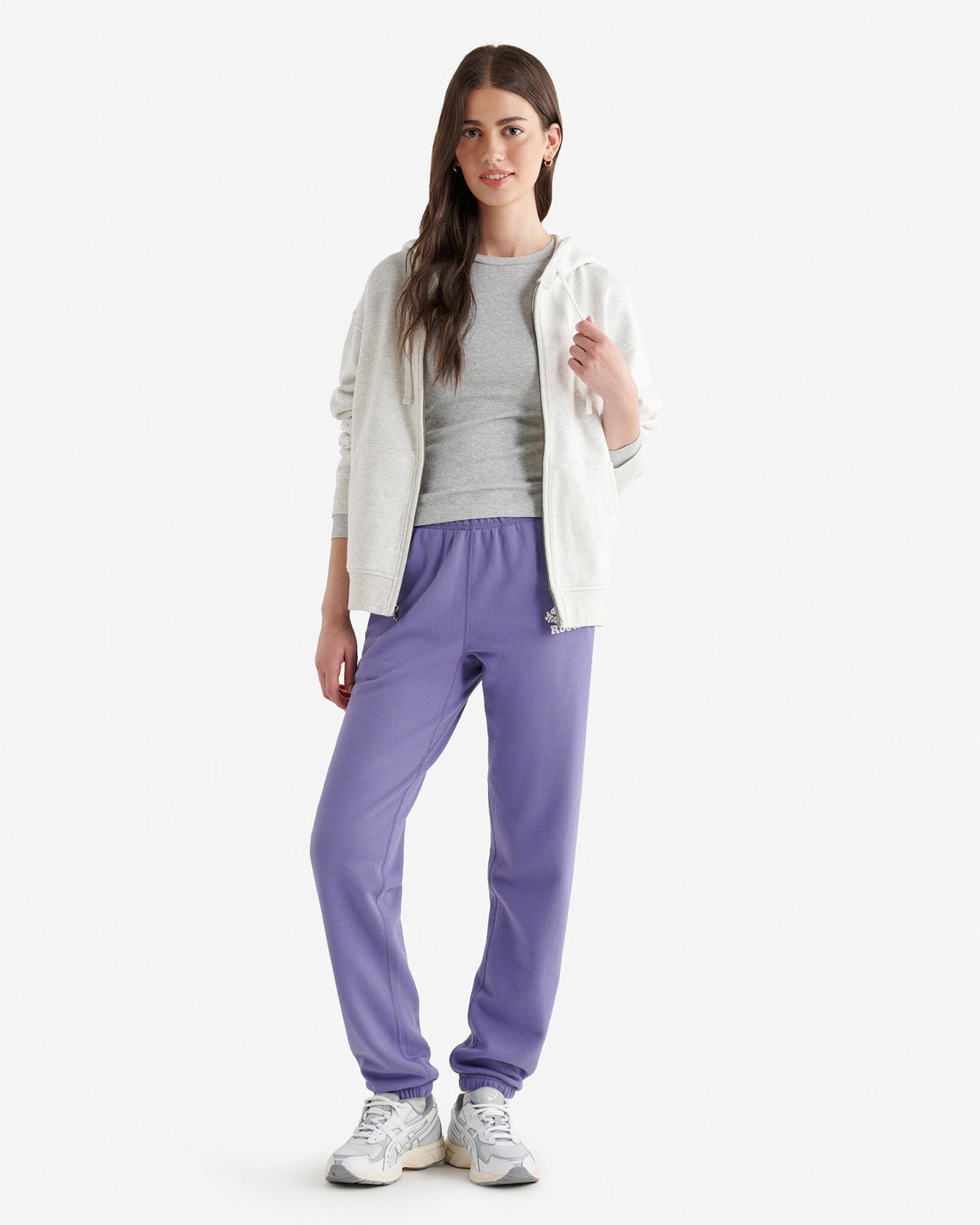 Roam Rib Fitted Long Sleeve Top / COOL GREY MIX