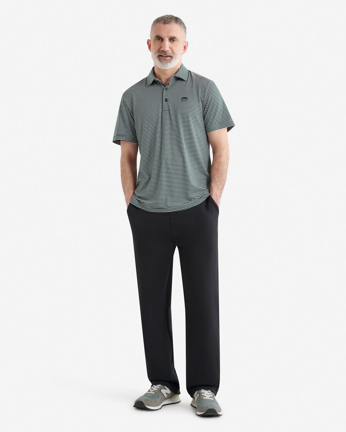 Renew Knit Striped Polo / VARSITY GREEN STRIPE