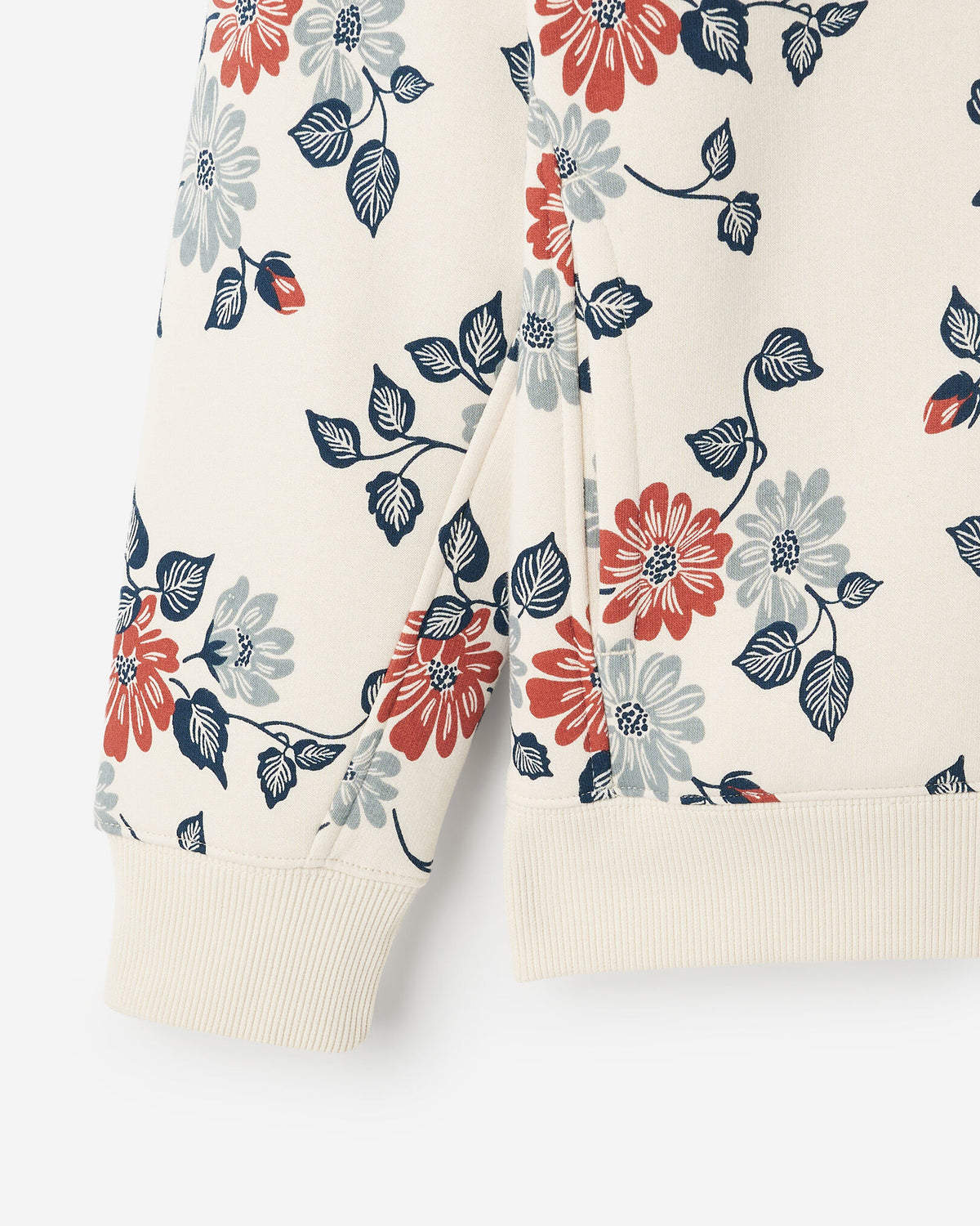 Floral Print Hoodie / BIRCH WHITE