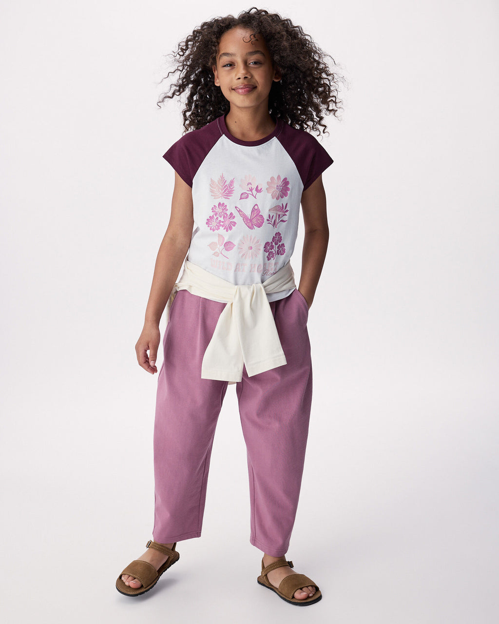 Girls Olivia Floral T-Shirt / MAROON FIG