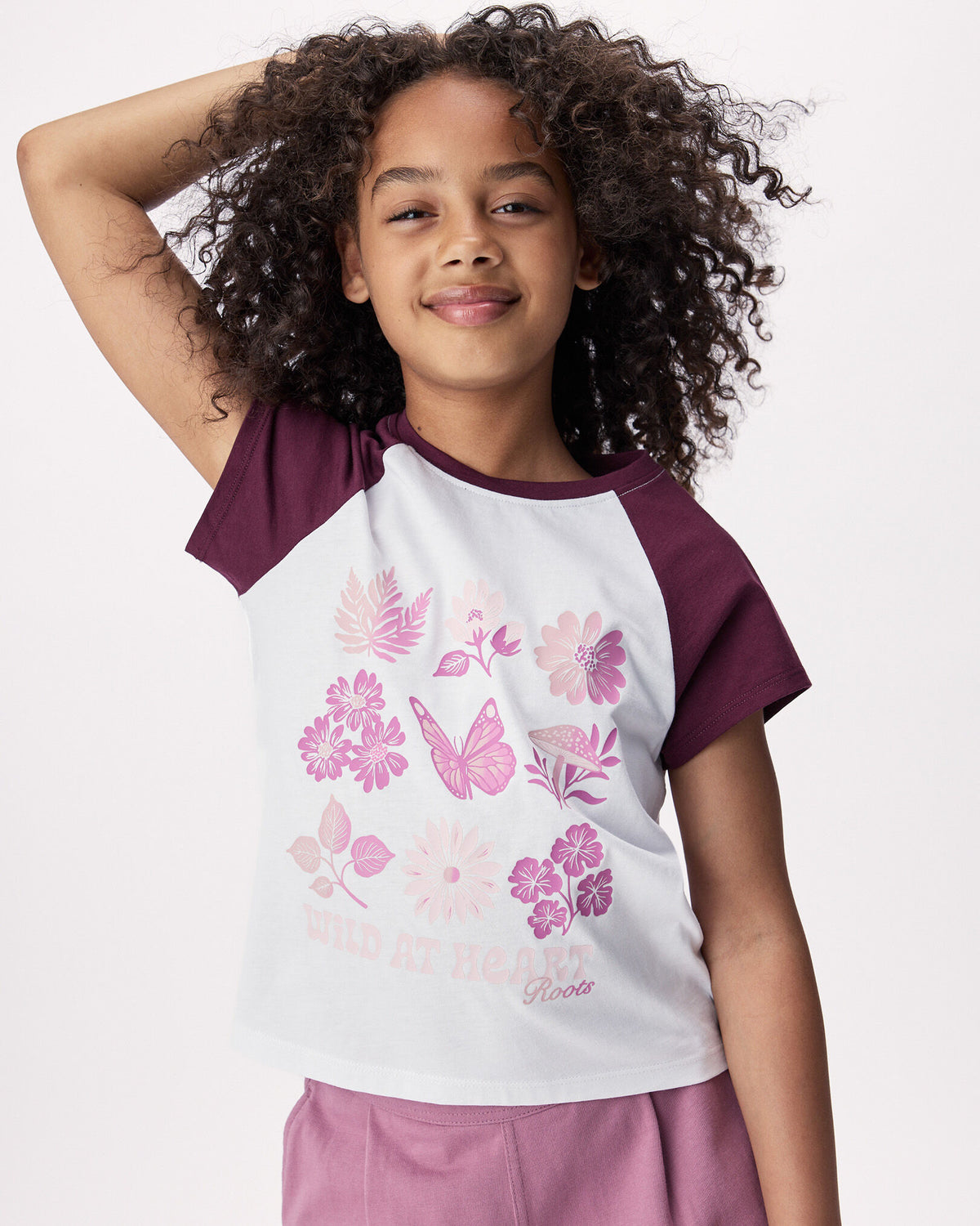 Girls Olivia Floral T-Shirt / MAROON FIG