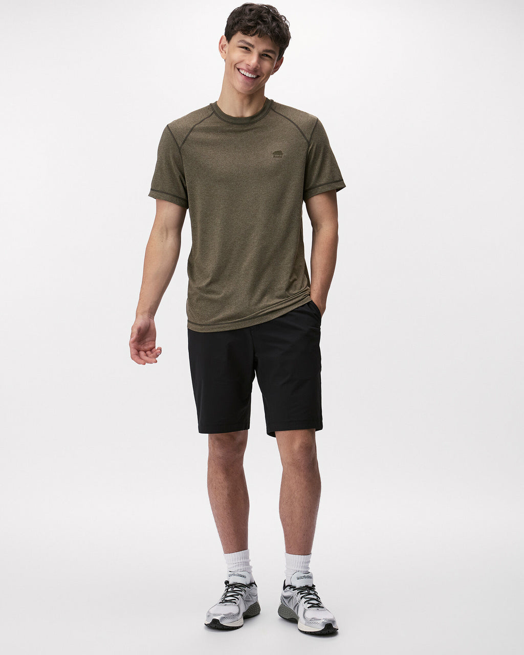 Renew Knit Short Sleeve Top / SMOKEY OLIVE PEPPER