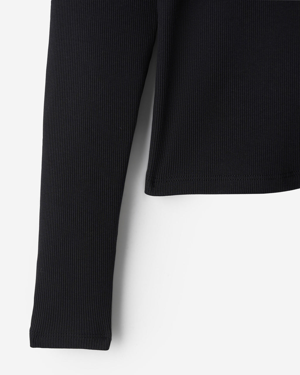 Roam Rib Fitted Long Sleeve Top / BLACK