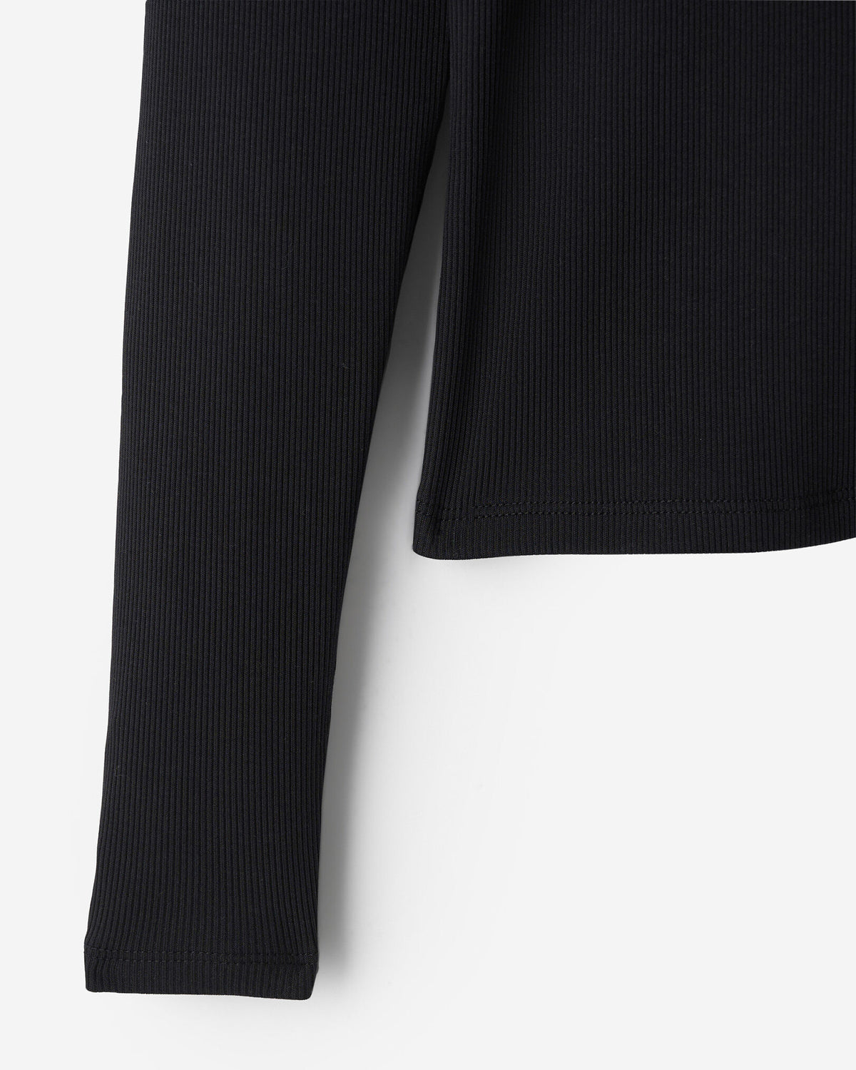 Roam Rib Fitted Long Sleeve Top / BLACK