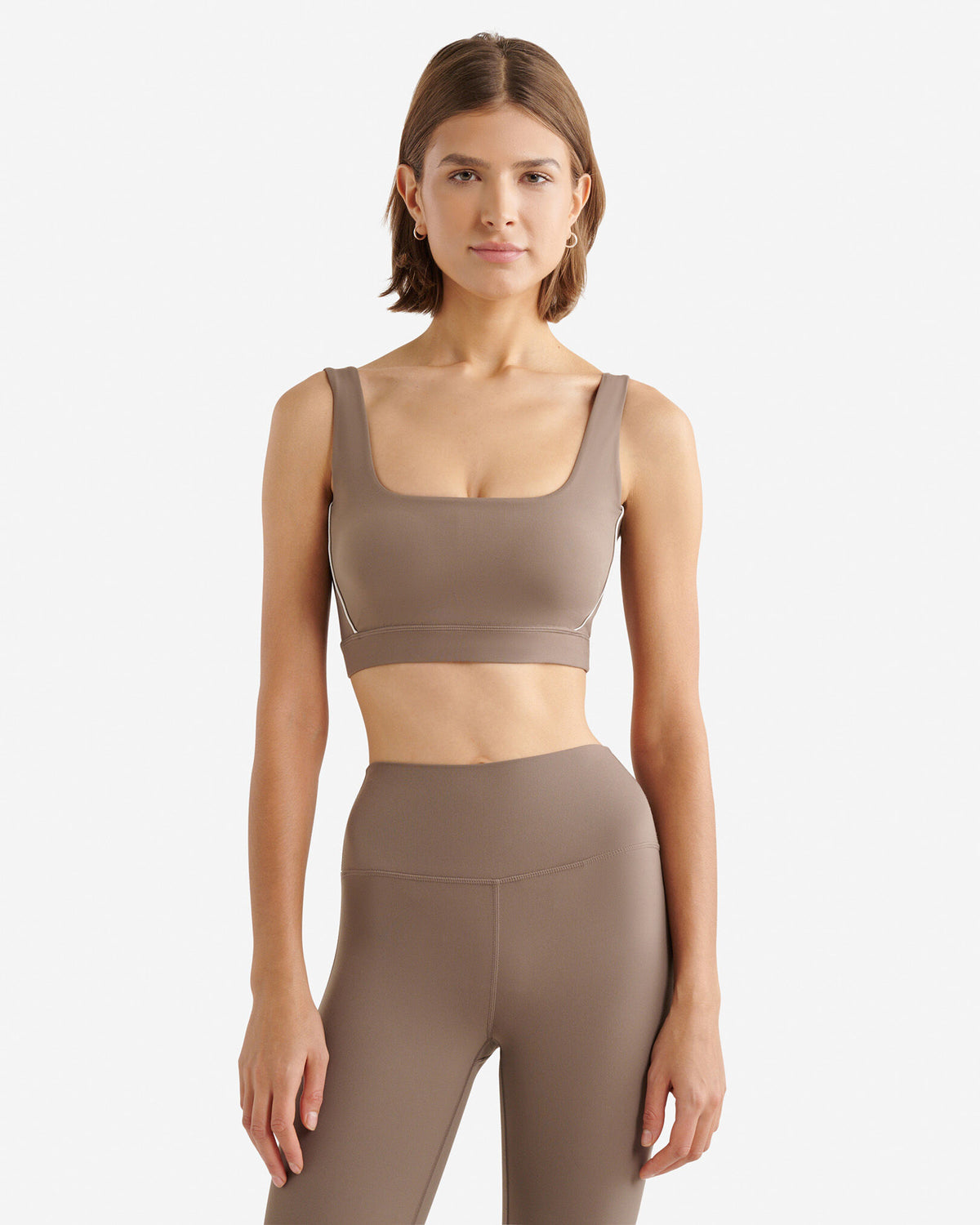Restore Stretch Piped Sports Bra / FALCON BROWN