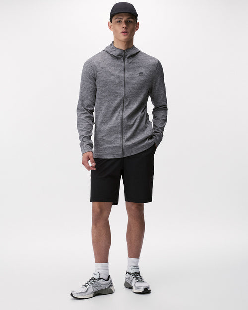 Active Textured Full Zip Hoodie / SALT & PEPPER MIX