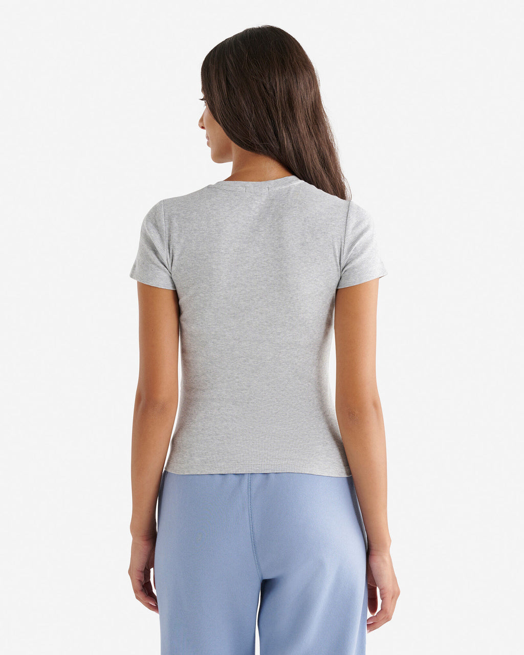 Roam Rib Fitted Short Sleeve Top / COOL GREY MIX
