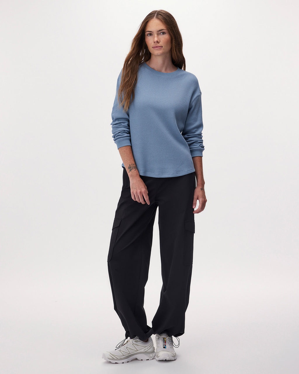 Waffle Long Sleeve Top / RAINCLOUD BLUE