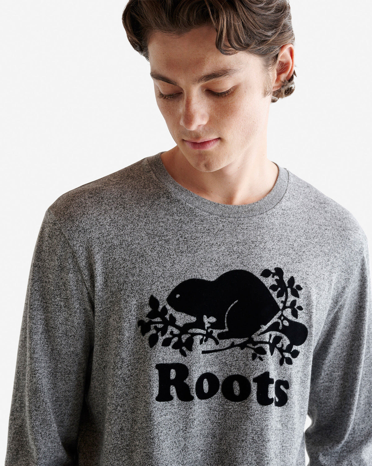 Mens Organic Cooper Beaver Long Sleeve T-shirt / SALT & PEPPER