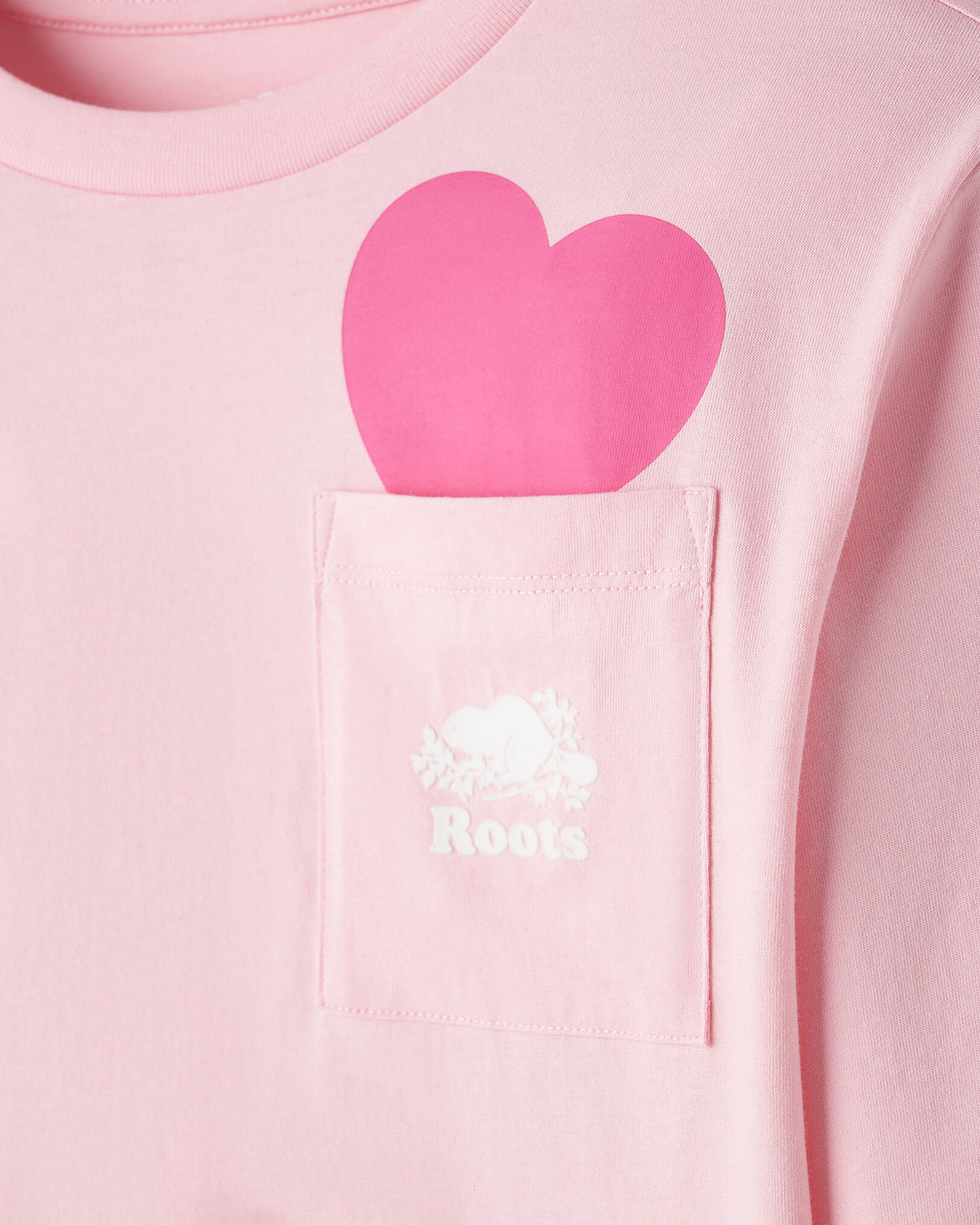 Kids Heart Pocket T-Shirt / PINK DEW