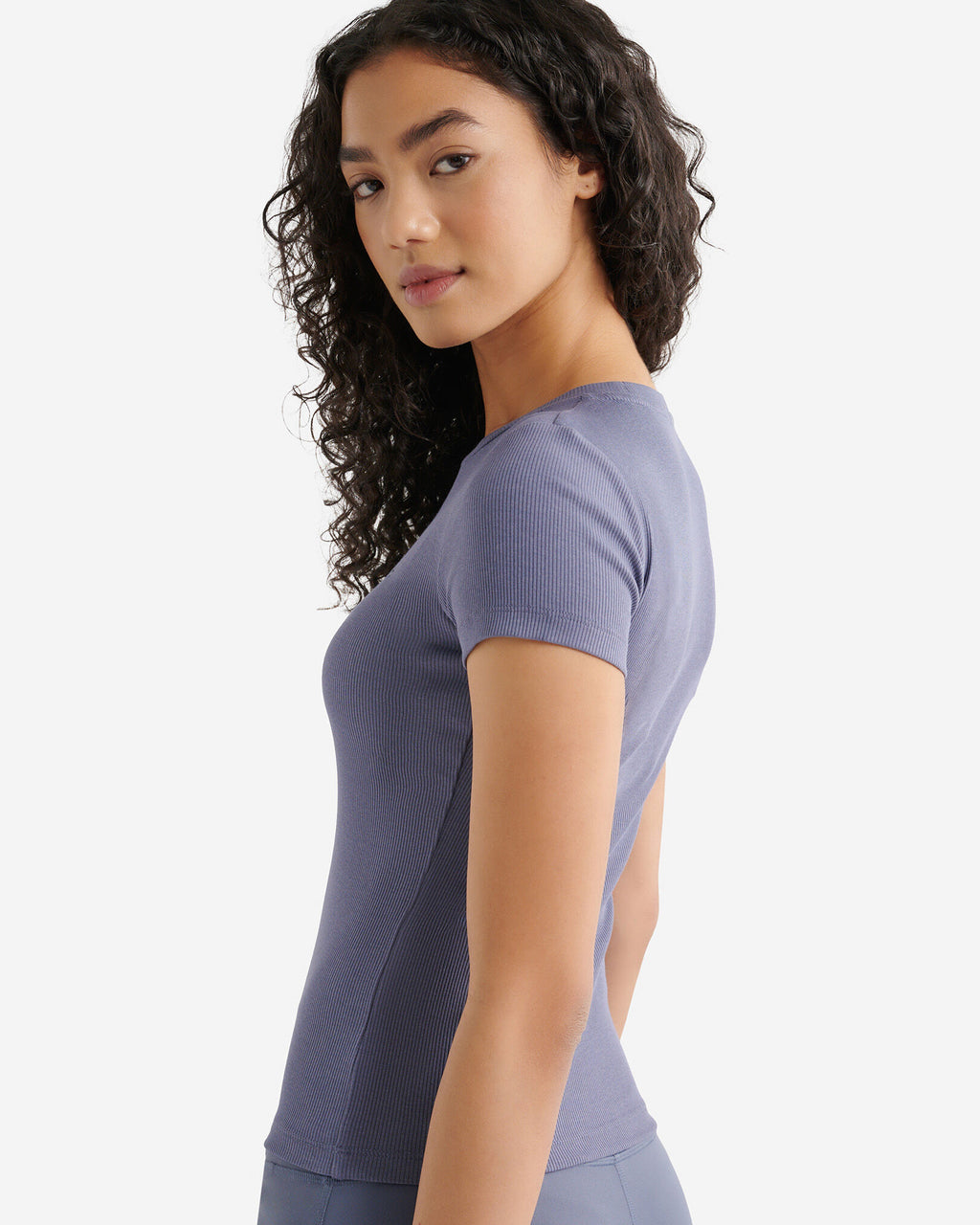 Roam Rib Fitted Short Sleeve Top / TIDAL BLUE
