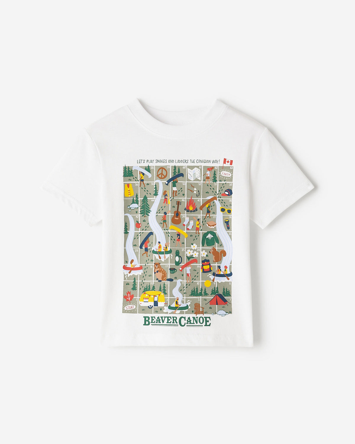Toddler Beaver Canoe Snakes And Ladders T-Shirt / WHITE