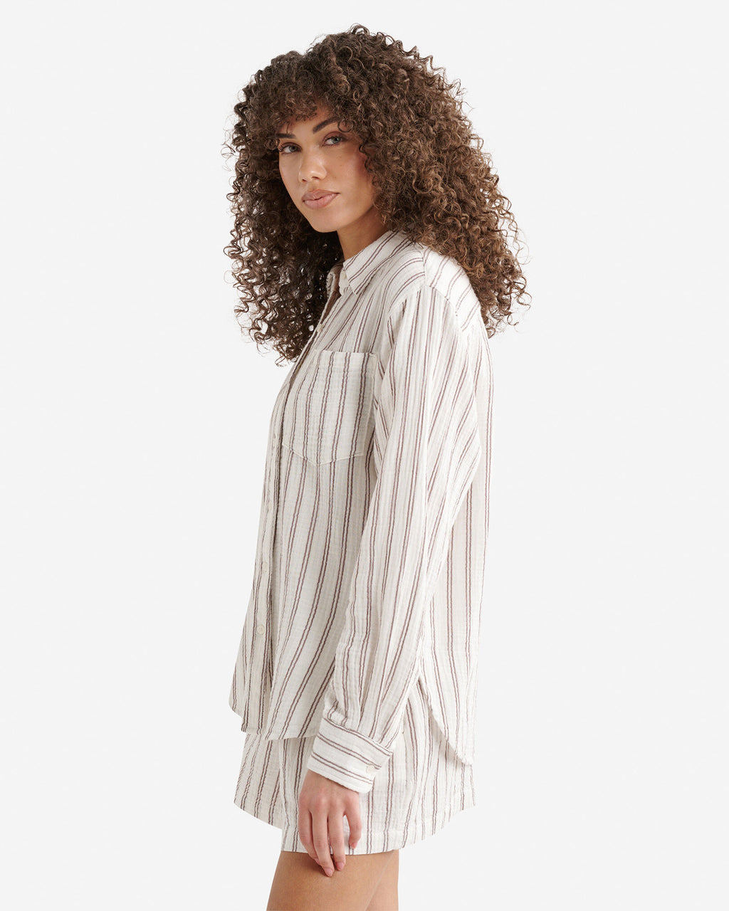 Isla Cotton Gauze Shirt / EGRET STRIPE