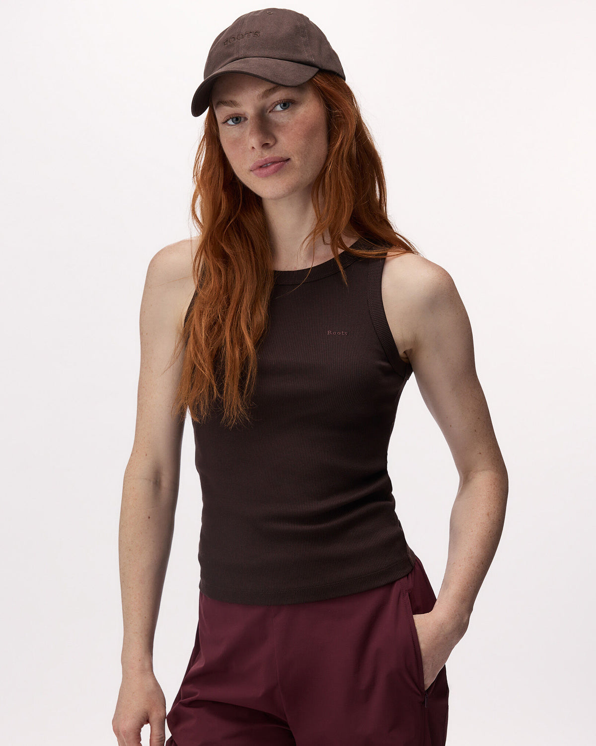 Roam Rib Fitted Tank Top / BLACK COFFEE