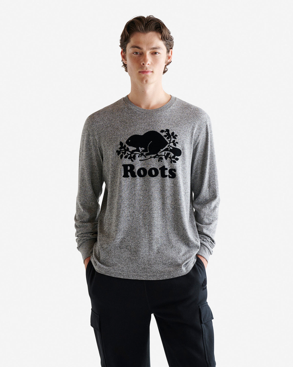 Mens Organic Cooper Beaver Long Sleeve T-shirt / SALT & PEPPER