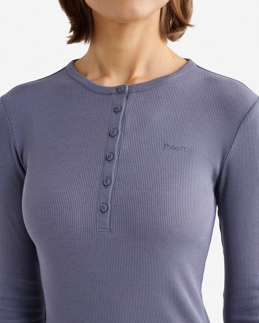Roam Rib Fitted Long Sleeve Henley / TIDAL BLUE