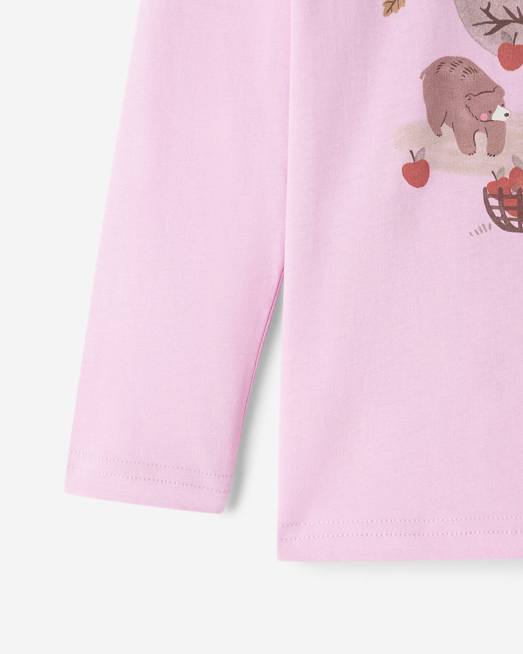 Toddler Cozy Bear Long Sleeve T-Shirt / PINK LAVENDER