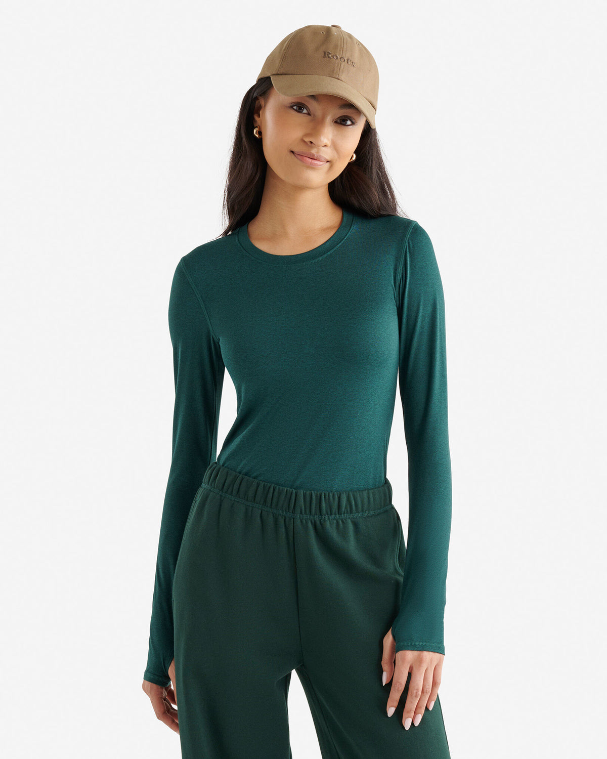 Renew Knit Fitted Long Sleeve Top / VARSITY GREEN MIX