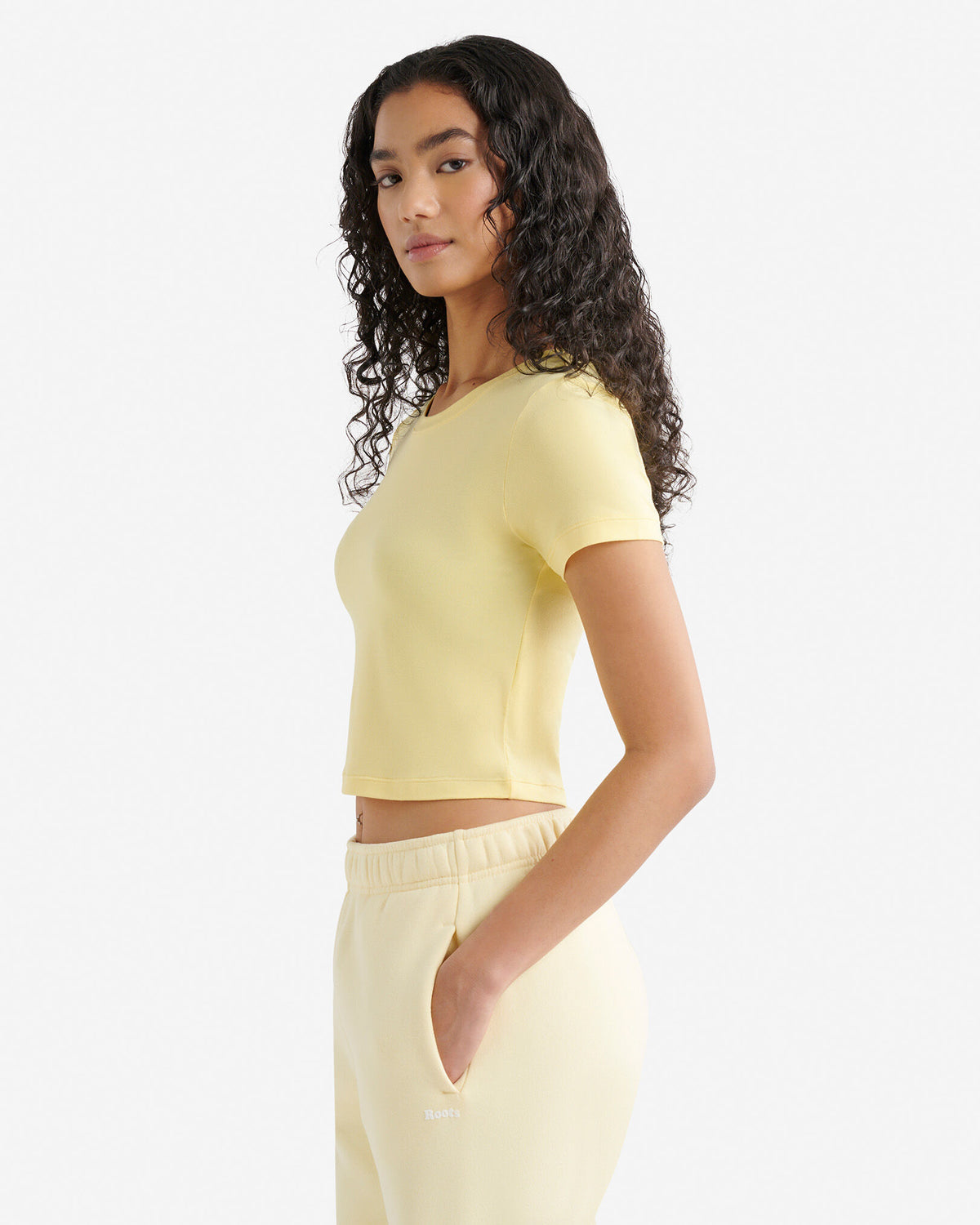 Renew Knit Crop T-Shirt / SUNSHINE YELLOW
