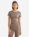 Renew Knit Crop T-Shirt / FALCON BROWN