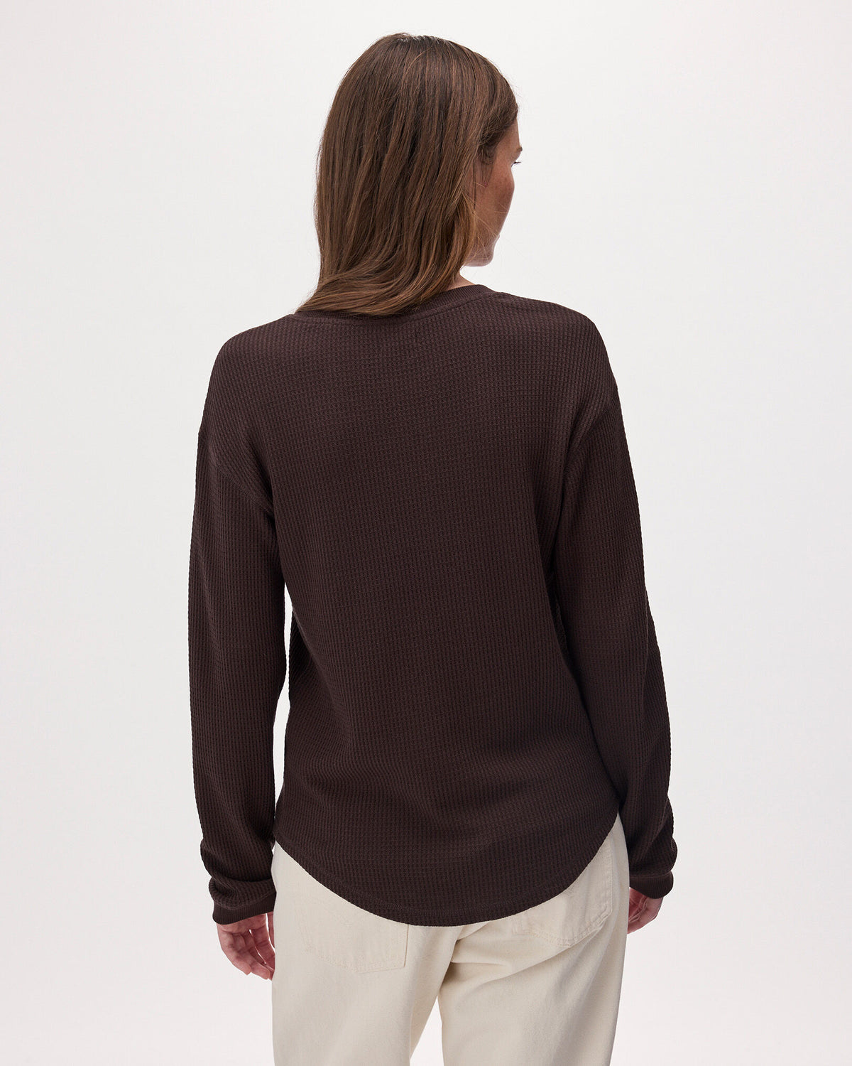 Waffle Long Sleeve Top / BLACK COFFEE