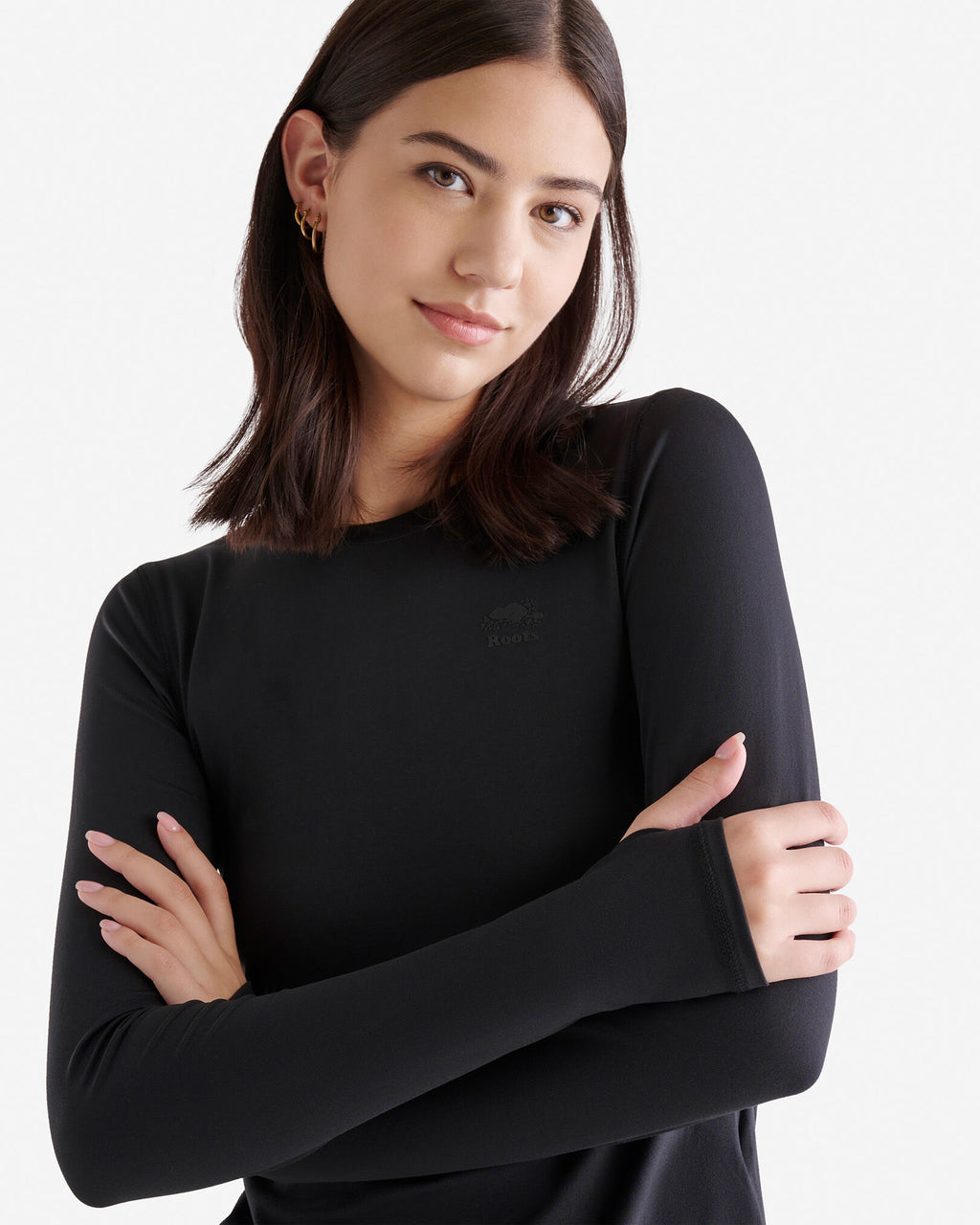 Renew Knit Fitted Long Sleeve Top / BLACK