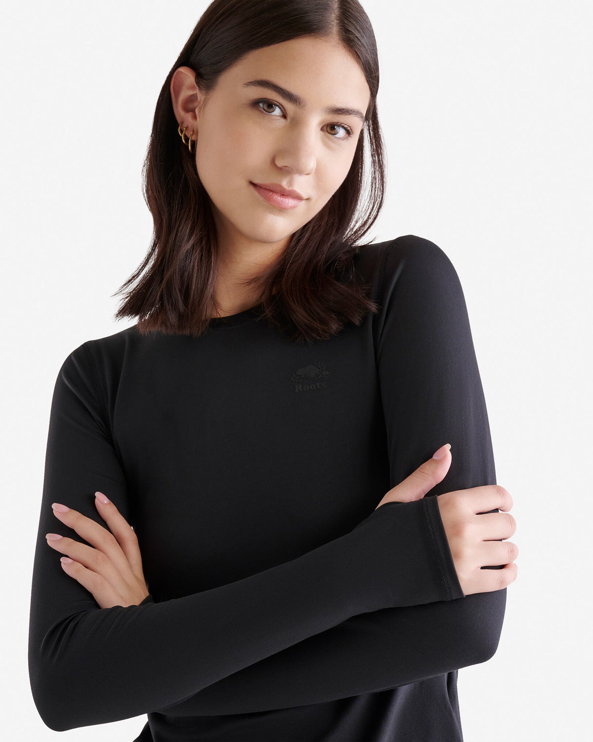 Renew Knit Fitted Long Sleeve Top / BLACK