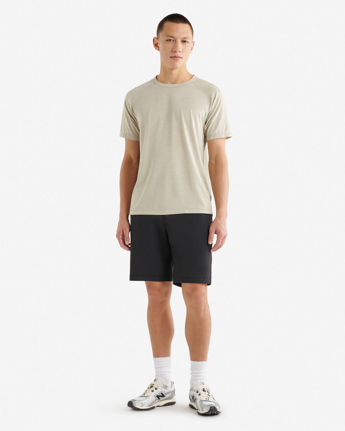 Renew Mesh Short Sleeve Top / GREY TAUPE PEPPER