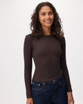 Roam Rib Fitted Long Sleeve Top / BLACK COFFEE