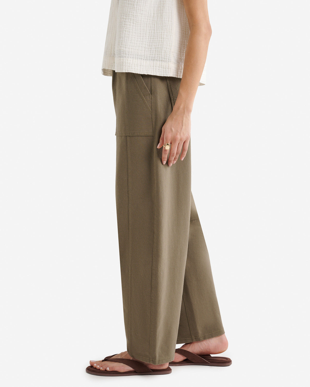 Welland Knit Twill Barrel Pant / KALAMATA