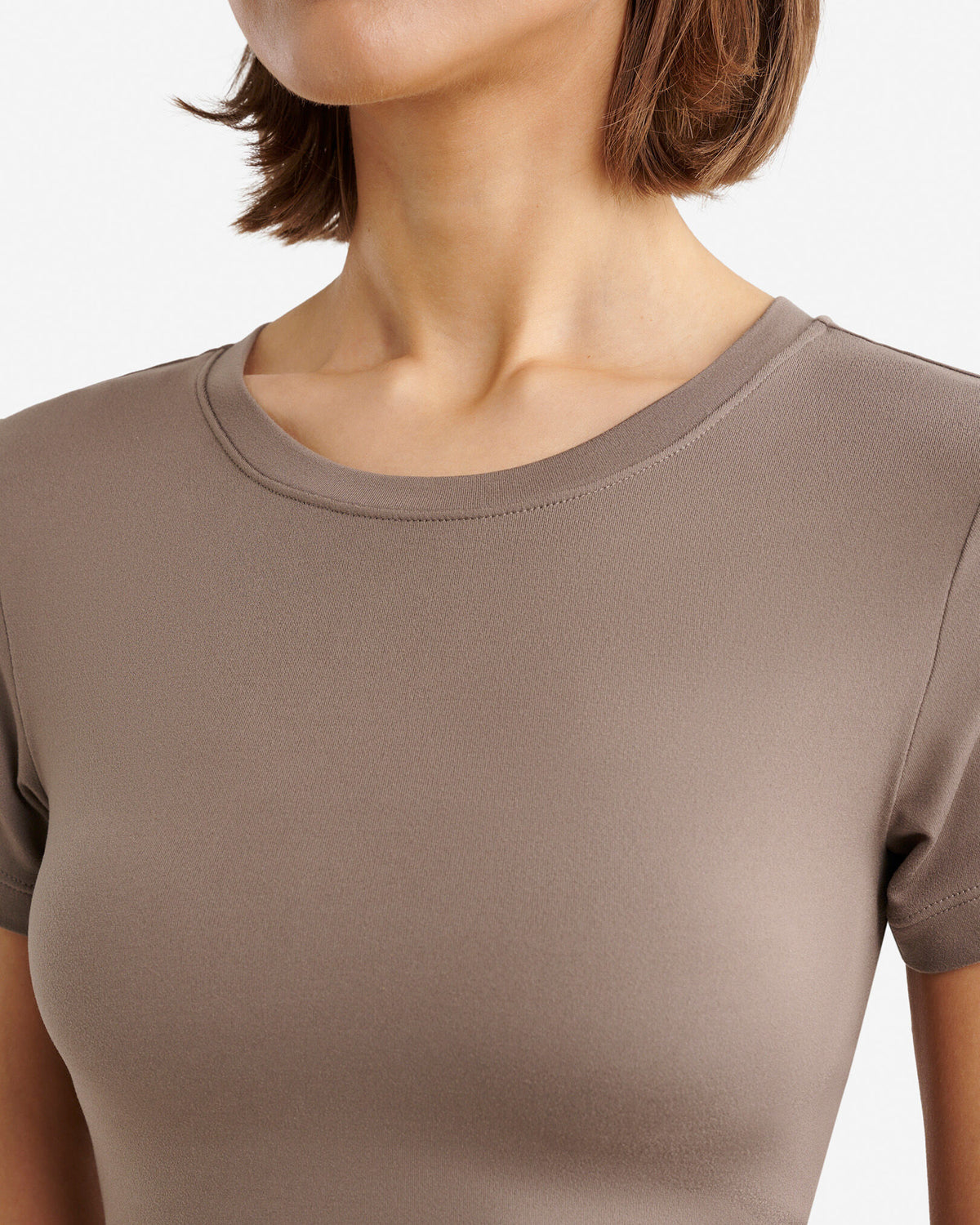 Renew Knit Crop T-Shirt / FALCON BROWN