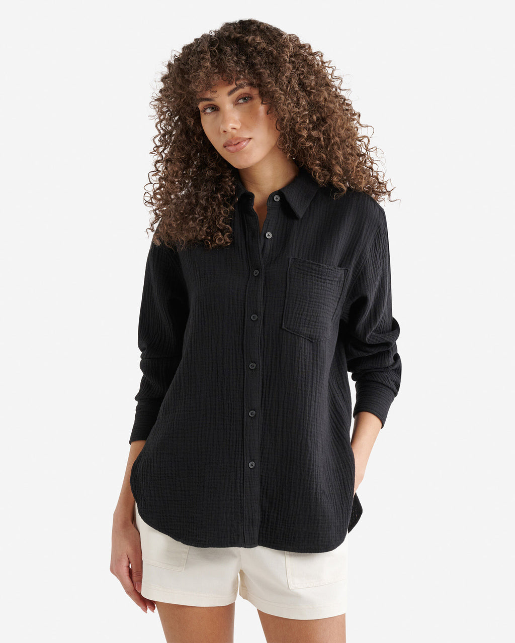 Isla Cotton Gauze Shirt / BLACK